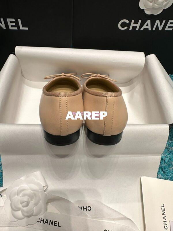 Replica Chanel Classic Lambskin Cap Toe Ballerinas G02819 Beige Black 6