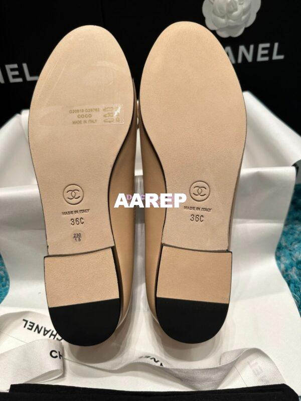 Replica Chanel Classic Lambskin Cap Toe Ballerinas G02819 Beige Black 9