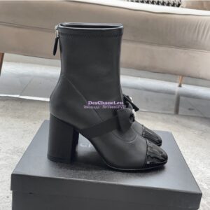 Replica Chanel Short Boots in Stretch Lambskin & Patent Calfskin 8.0cm G40099 Black