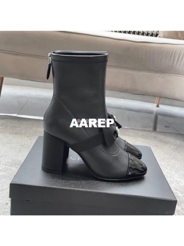 Replica Chanel Short Boots in Stretch Lambskin & Patent Calfskin 8.0cm G40099 Black 3