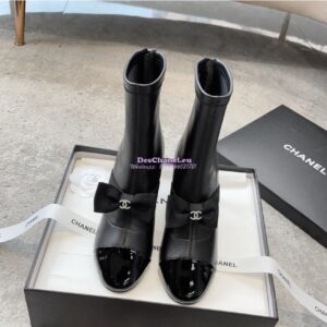 Replica Chanel Short Boots in Stretch Lambskin & Patent Calfskin 8.0cm G40099 Black 2