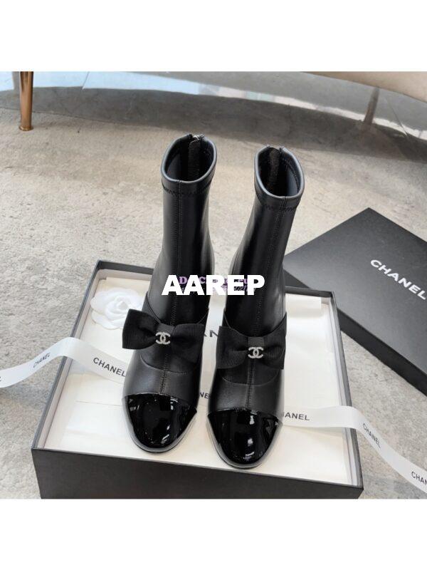 Replica Chanel Short Boots in Stretch Lambskin & Patent Calfskin 8.0cm G40099 Black 4