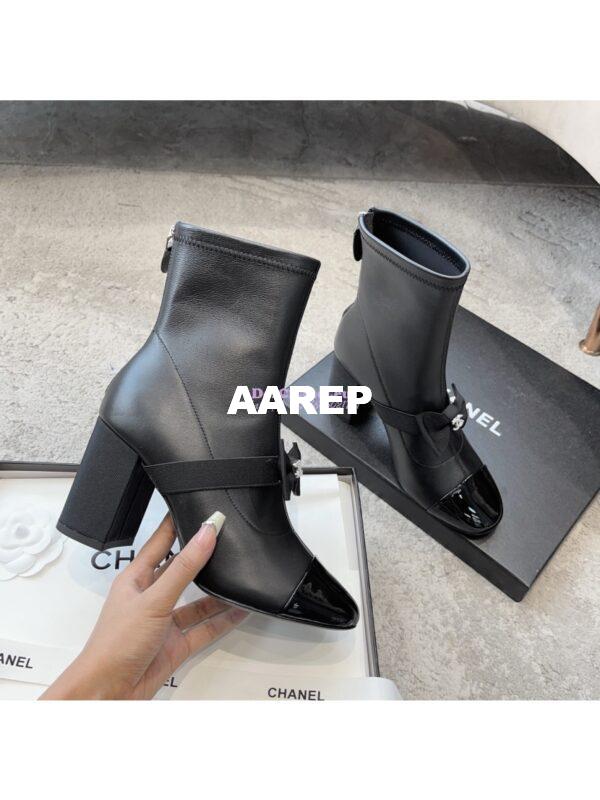 Replica Chanel Short Boots in Stretch Lambskin & Patent Calfskin 8.0cm G40099 Black 5