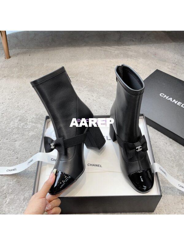 Replica Chanel Short Boots in Stretch Lambskin & Patent Calfskin 8.0cm G40099 Black 6