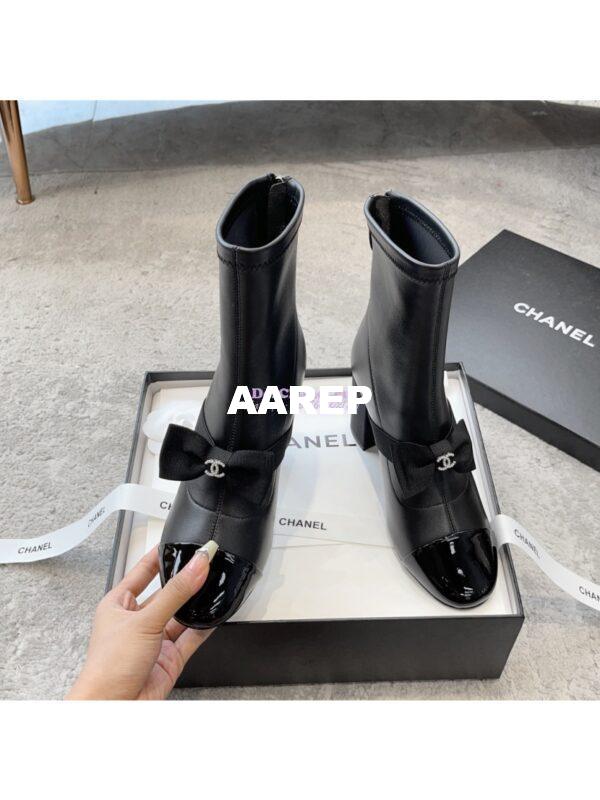 Replica Chanel Short Boots in Stretch Lambskin & Patent Calfskin 8.0cm G40099 Black 7