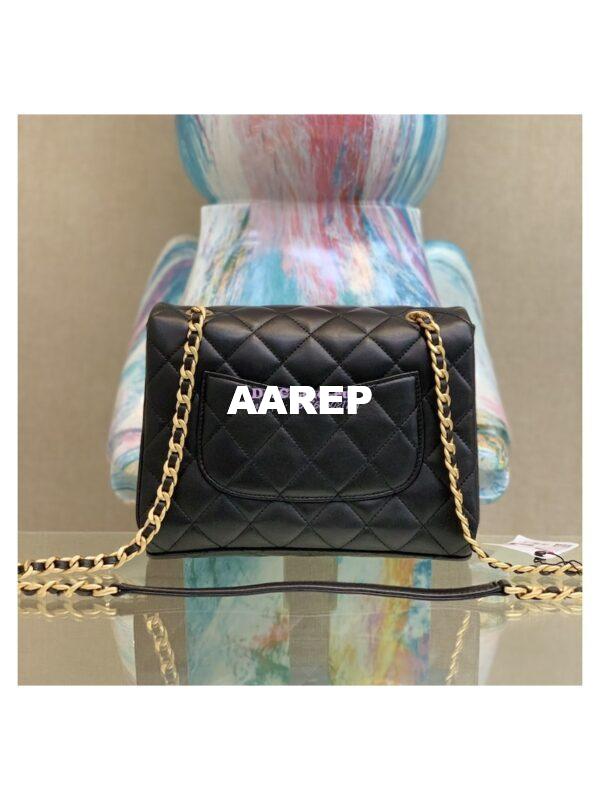 Replica Chanel 23SS Logo Chain Small Lambskin Flap Bag AS3896 Black 4