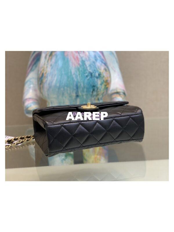 Replica Chanel 23SS Logo Chain Small Lambskin Flap Bag AS3896 Black 10