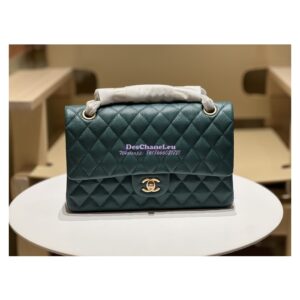 Replica Chanel CF 1112 Classic Flap Bag Qulited Grainy Caviar with Matte Gold Hardware in Blue