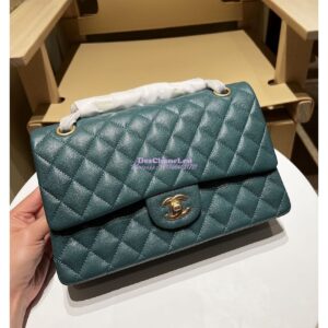 Replica Chanel CF 1112 Classic Flap Bag Qulited Grainy Caviar with Matte Gold Hardware in Blue 2