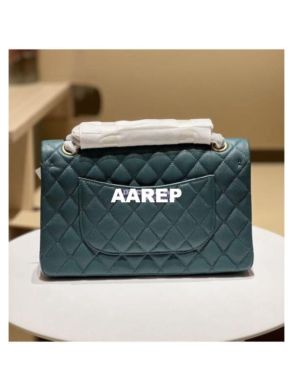 Replica Chanel CF 1112 Classic Flap Bag Qulited Grainy Caviar with Matte Gold Hardware in Blue 10