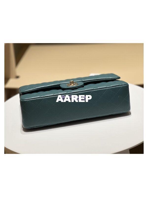 Replica Chanel CF 1112 Classic Flap Bag Qulited Grainy Caviar with Matte Gold Hardware in Blue 11