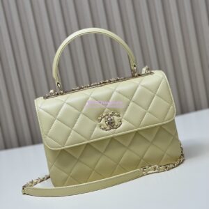 Replica Chanel New 23S Trendy CC Lambskin Flap Bag With Top Handle A92236 Light Yellow