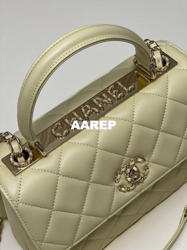 Replica Chanel New 23S Trendy CC Lambskin Flap Bag With Top Handle A92236 Light Yellow 3