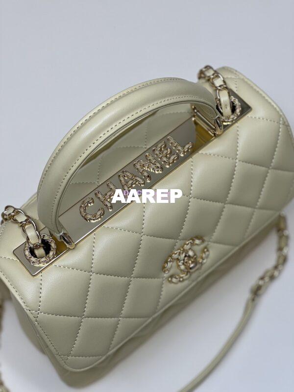 Replica Chanel New 23S Trendy CC Lambskin Flap Bag With Top Handle A92236 Light Yellow 4
