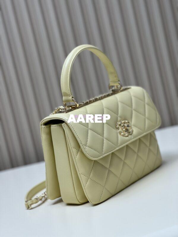 Replica Chanel New 23S Trendy CC Lambskin Flap Bag With Top Handle A92236 Light Yellow 5