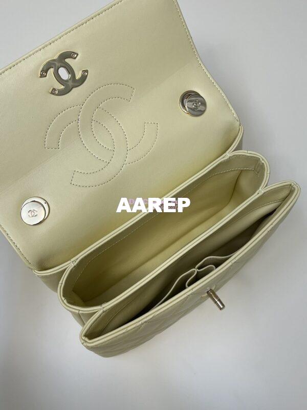 Replica Chanel New 23S Trendy CC Lambskin Flap Bag With Top Handle A92236 Light Yellow 7