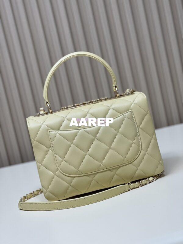 Replica Chanel New 23S Trendy CC Lambskin Flap Bag With Top Handle A92236 Light Yellow 9