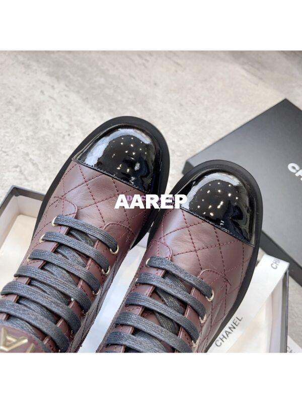 Replica Chanel Combat Boots Lambskin & Patent Calfskin G45005 Burgundy 6