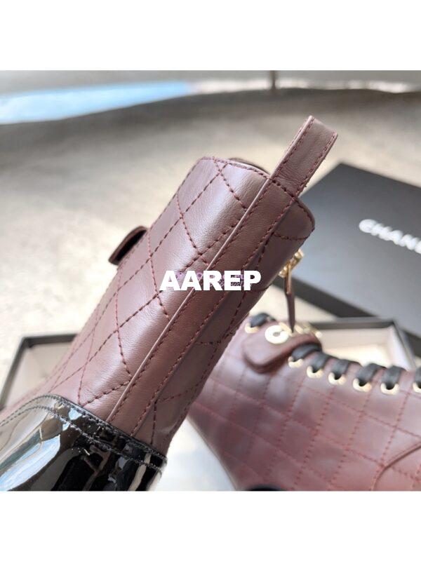 Replica Chanel Combat Boots Lambskin & Patent Calfskin G45005 Burgundy 8