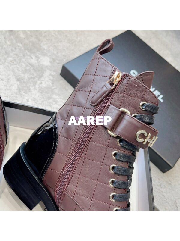 Replica Chanel Combat Boots Lambskin & Patent Calfskin G45005 Burgundy 9