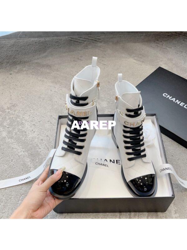 Replica Chanel Combat Boots Lambskin & Patent Calfskin G45005 White 3
