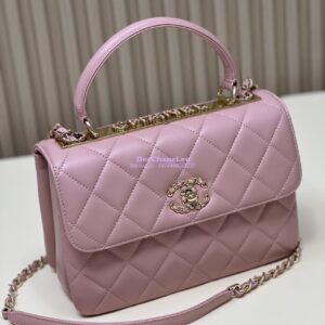 Replica Chanel New 23S Trendy CC Lambskin Flap Bag With Top Handle A92236 Light Pink 2