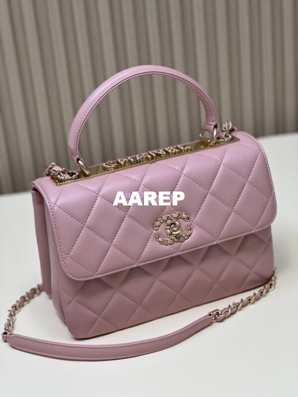 Replica Chanel New 23S Trendy CC Lambskin Flap Bag With Top Handle A92236 Light Pink 4