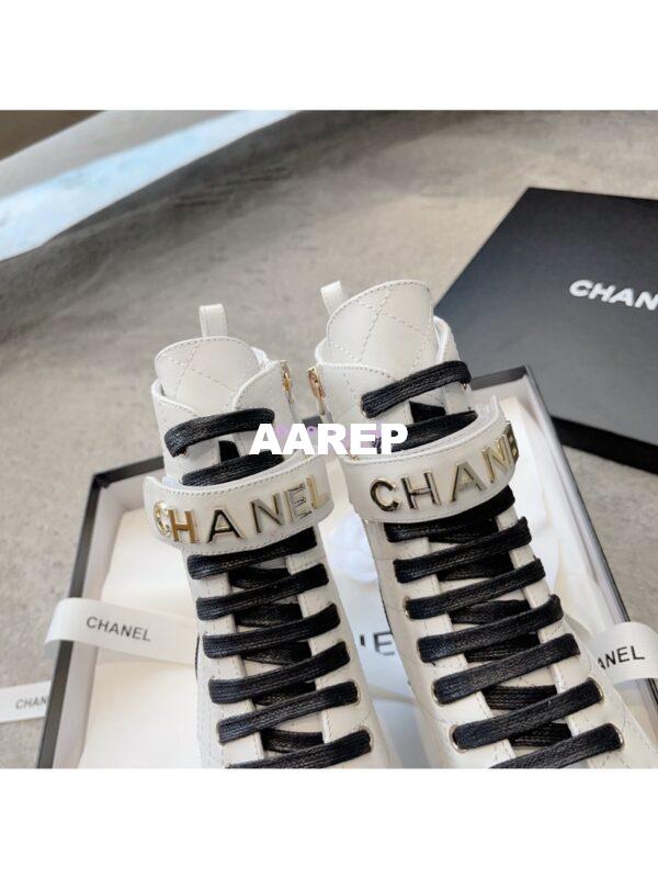 Replica Chanel Combat Boots Lambskin & Patent Calfskin G45005 White 4