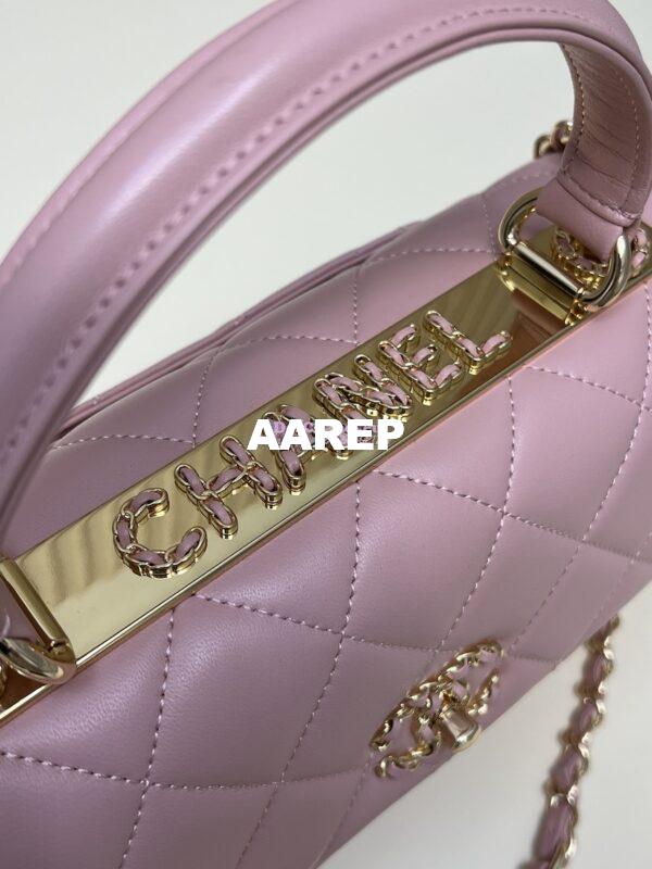 Replica Chanel New 23S Trendy CC Lambskin Flap Bag With Top Handle A92236 Light Pink 5