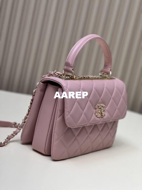Replica Chanel New 23S Trendy CC Lambskin Flap Bag With Top Handle A92236 Light Pink 6