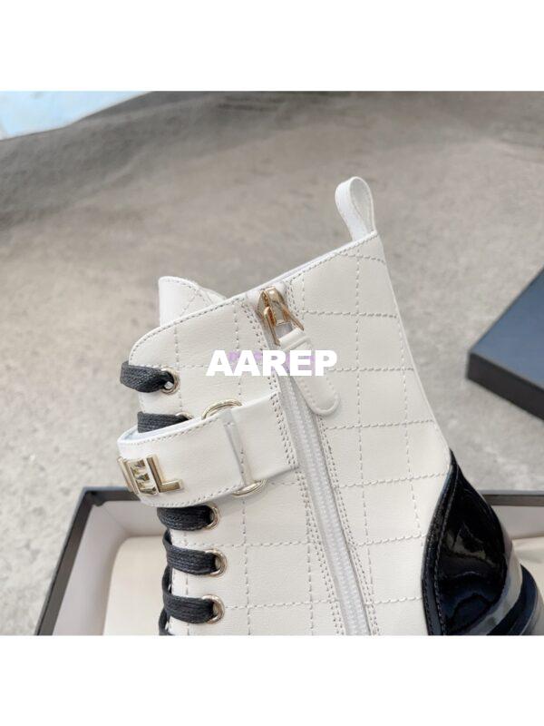 Replica Chanel Combat Boots Lambskin & Patent Calfskin G45005 White 8