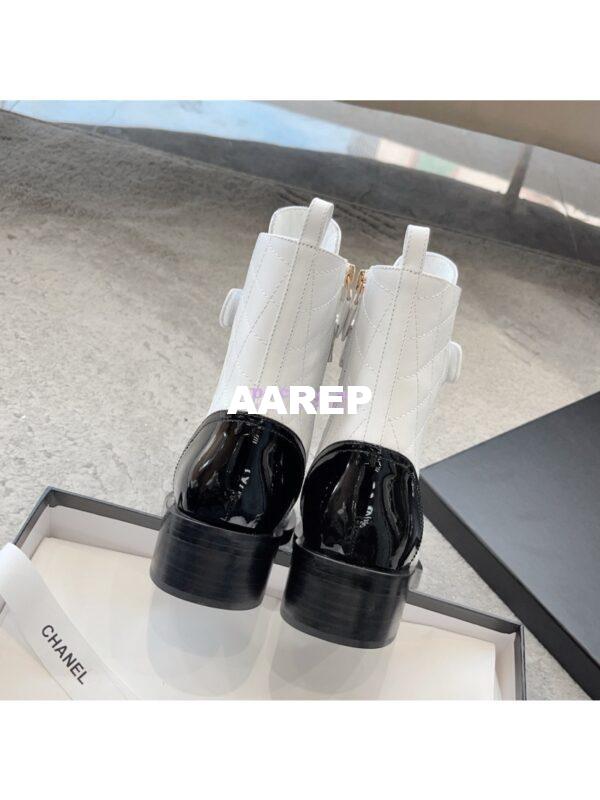 Replica Chanel Combat Boots Lambskin & Patent Calfskin G45005 White 9