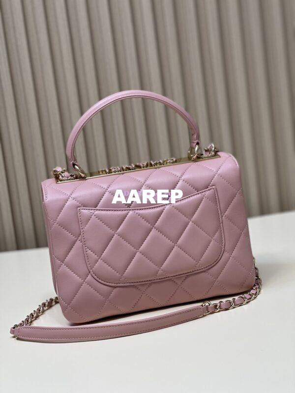 Replica Chanel New 23S Trendy CC Lambskin Flap Bag With Top Handle A92236 Light Pink 10