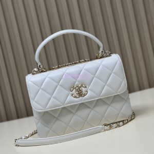 Replica Chanel New 23S Trendy CC Lambskin Flap Bag With Top Handle A92236 White