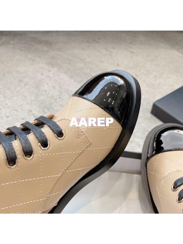 Replica Chanel Combat Boots Lambskin & Patent Calfskin G45005 Beige 8