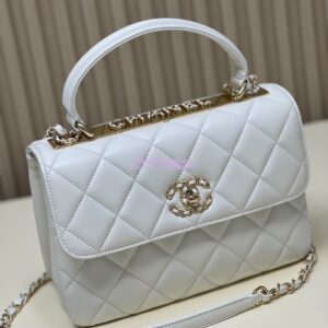 Replica Chanel New 23S Trendy CC Lambskin Flap Bag With Top Handle A92236 White 2
