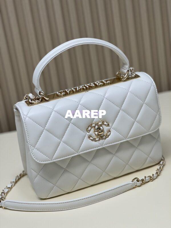 Replica Chanel New 23S Trendy CC Lambskin Flap Bag With Top Handle A92236 White 4
