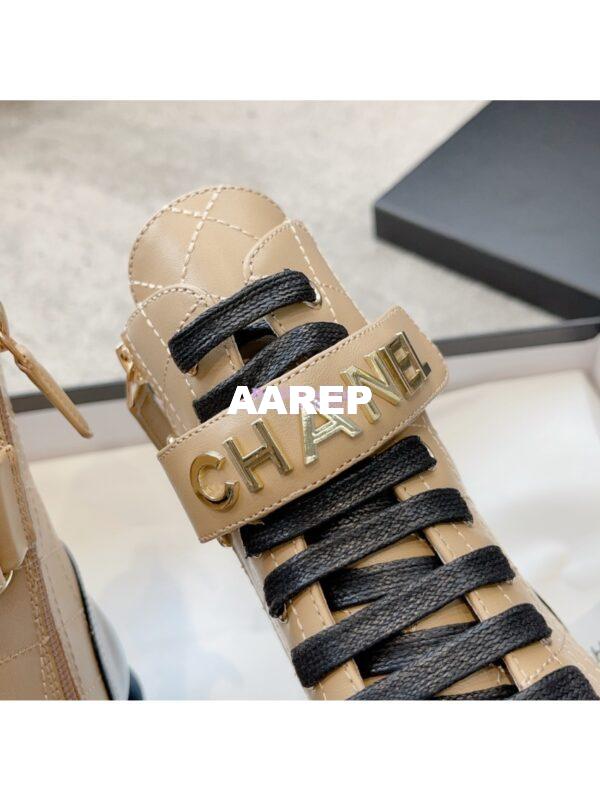 Replica Chanel Combat Boots Lambskin & Patent Calfskin G45005 Beige 9