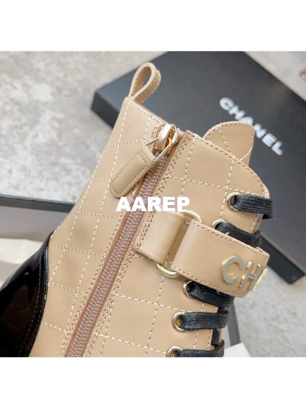 Replica Chanel Combat Boots Lambskin & Patent Calfskin G45005 Beige 10