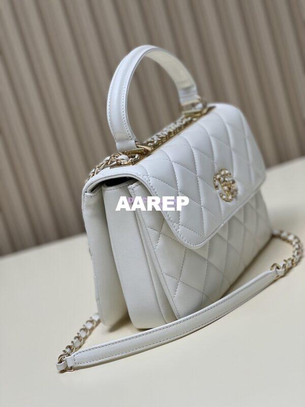 Replica Chanel New 23S Trendy CC Lambskin Flap Bag With Top Handle A92236 White 7