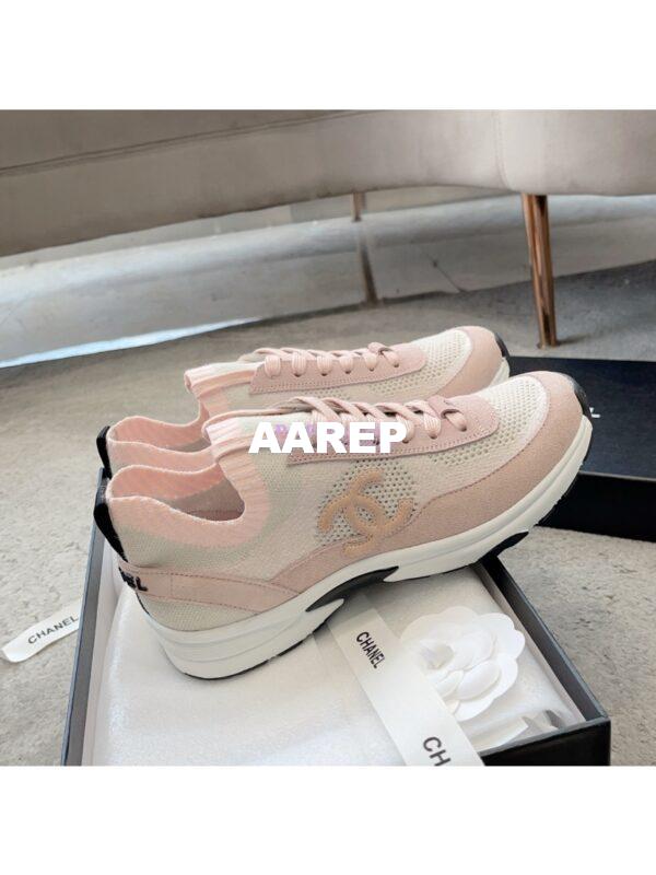 Replica Chanel Trainer Knit & Suede Calfskin G38750 Light Pink