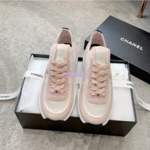 Replica Chanel Trainer Knit & Suede Calfskin G38750 Light Pink 2