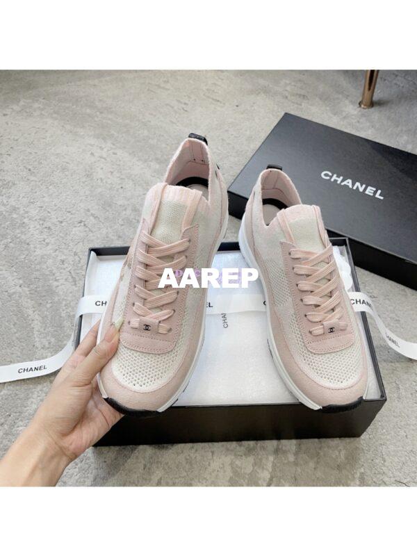 Replica Chanel Trainer Knit & Suede Calfskin G38750 Light Pink 3