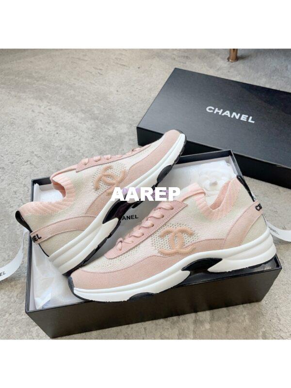 Replica Chanel Trainer Knit & Suede Calfskin G38750 Light Pink 4
