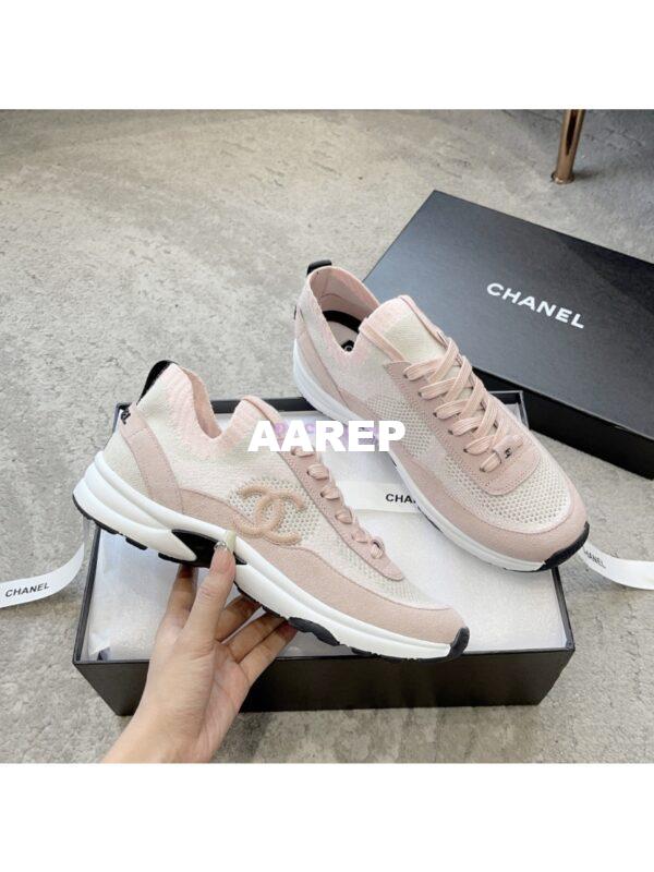 Replica Chanel Trainer Knit & Suede Calfskin G38750 Light Pink 5