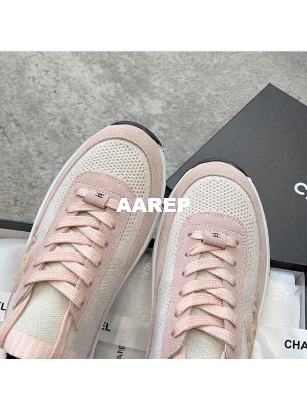 Replica Chanel Trainer Knit & Suede Calfskin G38750 Light Pink 7