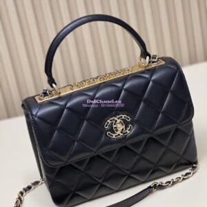 Replica Chanel New 23S Trendy CC Lambskin Flap Bag With Top Handle A92236 Black 2
