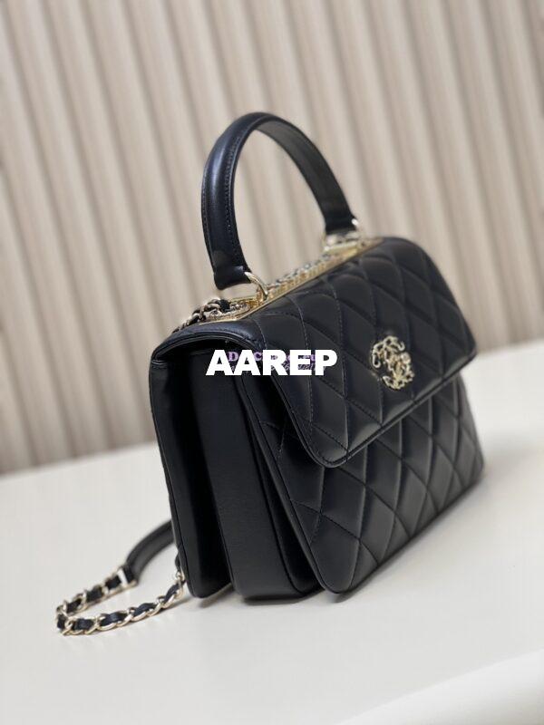 Replica Chanel New 23S Trendy CC Lambskin Flap Bag With Top Handle A92236 Black 5