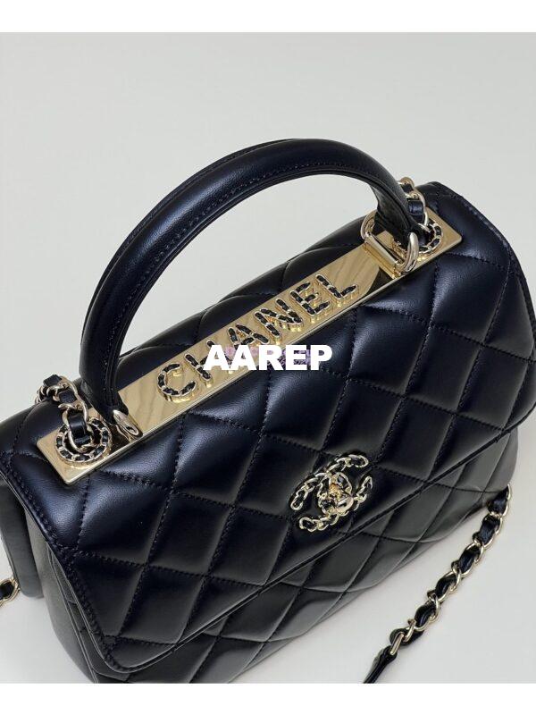 Replica Chanel New 23S Trendy CC Lambskin Flap Bag With Top Handle A92236 Black 6