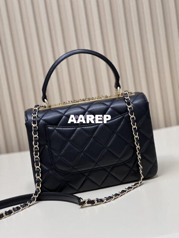 Replica Chanel New 23S Trendy CC Lambskin Flap Bag With Top Handle A92236 Black 8